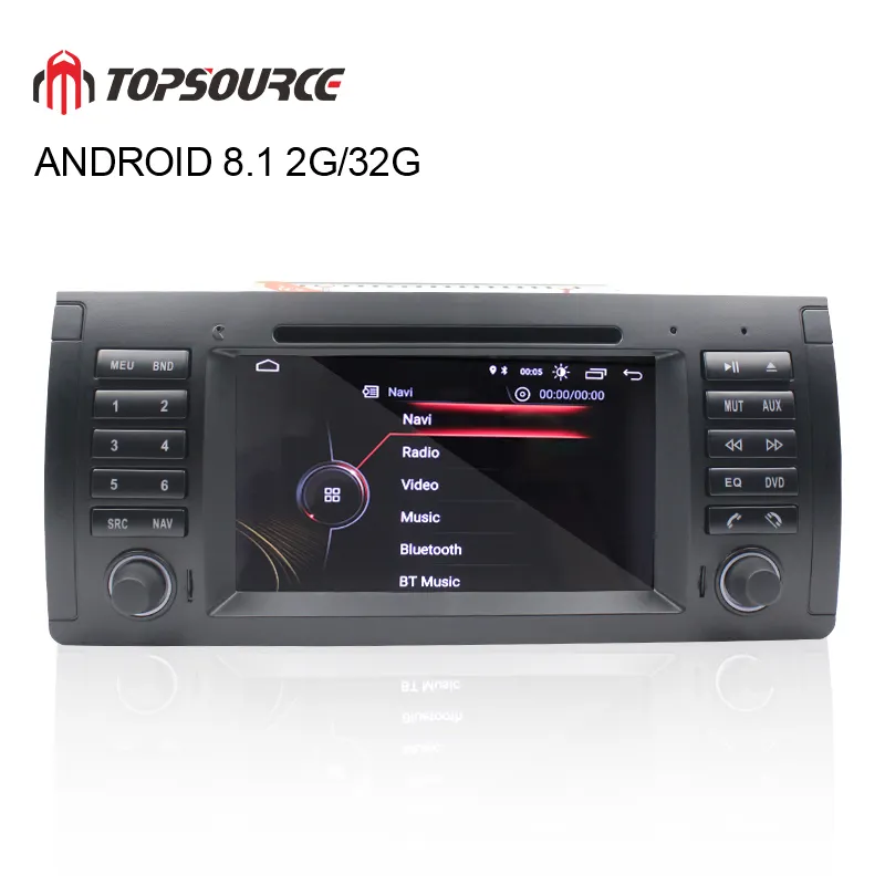 Lettore multimediale per auto Android 8.1 2G/32G 1 Din DVD GPS per BMW E39 1996-2003 e X5 E53 2000-2007 autoradio mappa un Din