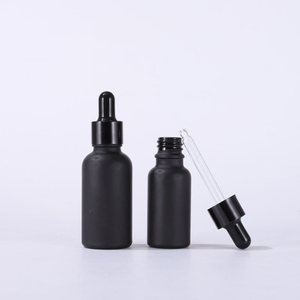 Logotipo personalizado 5ml 10ml 15ml 20ml botella redonda vacía de aceite esencial cosmético 30ml 50ml 100mL botella cuentagotas de suero de vidrio negro mate - Product Image 2