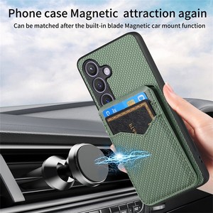 三星Galaxy Note 20 10 9 / 20 Ultra /Note 10 Plus碳纤维外壳带卡座手机套的皮革支架钱包