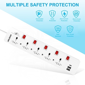 白色5路多功能通用扩展插座2 USB 1 c型电源插座 - Product Image 3