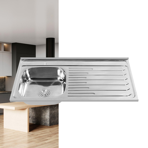 304 çelik tek kase sağ tahliye borusu mutfak lavabo seti yıkama pişirme için çok işlevli paslanmaz çelik mutfak lavabo - Product Image 1