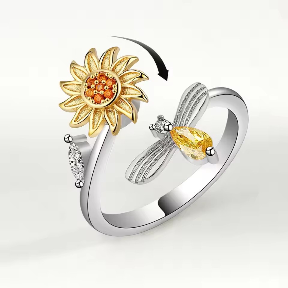Plata abeja girasol