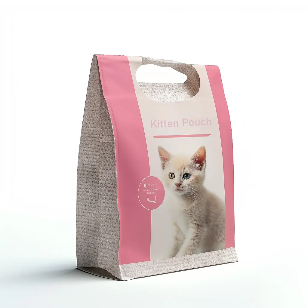 Kustom dicetak tahan air Ziplock ddppack kantong bawah datar cakar kucing Premium tas kemasan Litter dengan pegangan