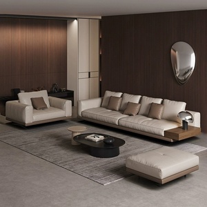 Connelly büyük düz zemin İtalyan Minimalist deri kanepe işık lüks Modern salon uygulama için düz sıra seti yüzen