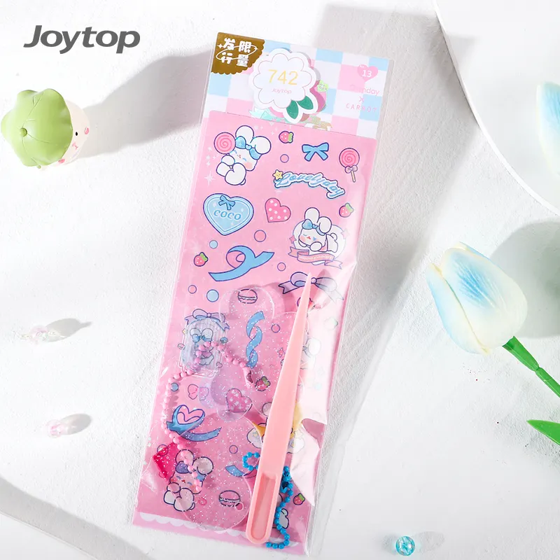 Joytop 500003 vente en gros Coco lapin Goo carte autocollants ensemble mignon Animal fille dessin animé bricolage artisanat autocollant papeterie