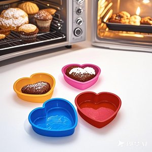 Kalp şeklinde silikon kek dekorasyon araçları isıya dayanıklı pişirme kalıpları için çikolata Mousse Cupcakes ve epoksi reçine el sanatları - Product Image 4