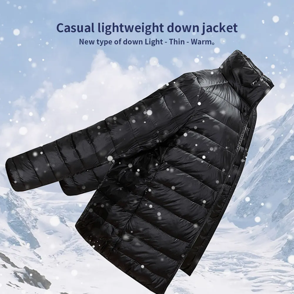 Winter Down Jacket Light Down Jacket Down Puffer Jacket Men Unisex Khaki Color Long Sleeve