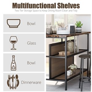 <strong>Rectangular</strong> Bar <strong>Table</strong> with 2 Bar Stools Modern <strong>Counter</strong> <strong>Height</strong> <strong>Table</strong> with Storage, Kitchen Island with Seating - Product Image 5