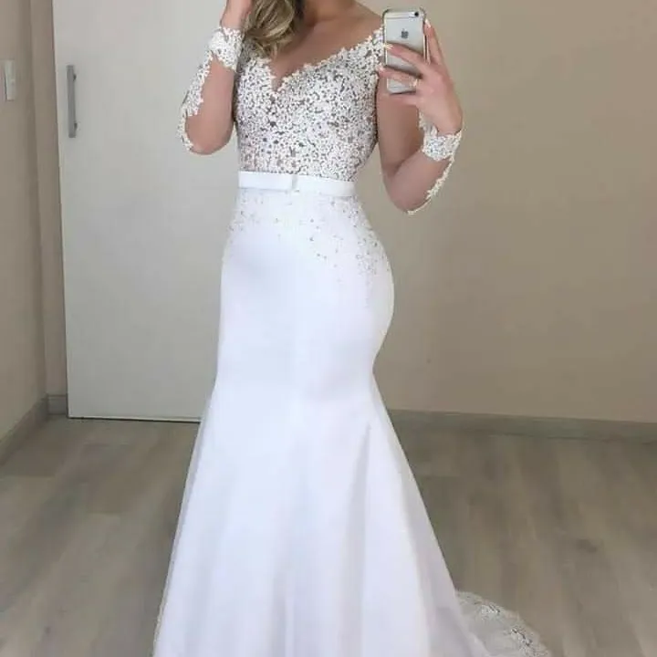 Vestidos de novia S562A, cola de sirena de alta calidad, con encaje, personalización, novedad de 2022