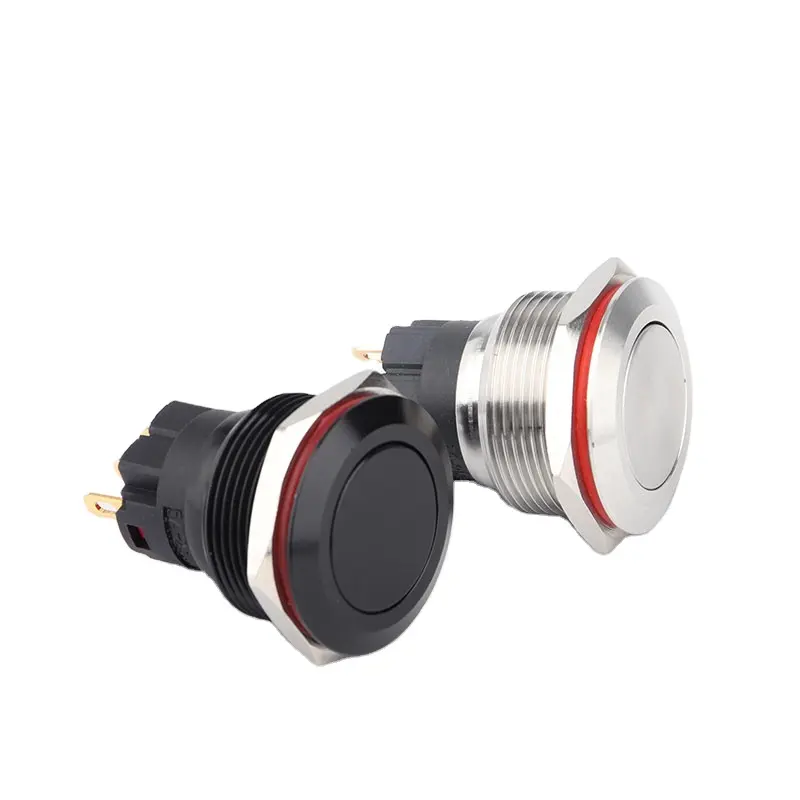 Botão IP67 à prova d'água 22mm sem LED, botão liga/desliga, controle remoto de metal