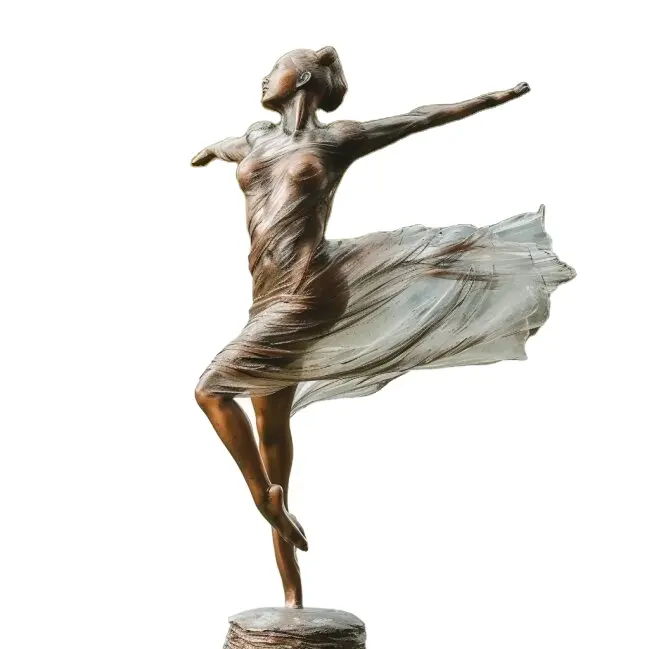 Yaşam boyutu açık bronz dansçı heykel Metal çıplak kadın adam dekorasyon için döküm heykeli