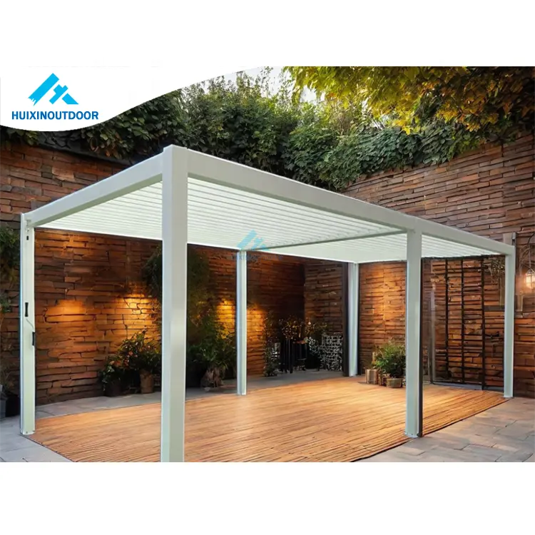 Design moderno padiglione motorizzato Pergola balcone Pergola Gazebo multifunzione serra telecomando Pergola all'aperto Gazebo