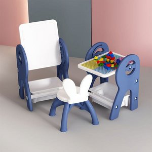 OEM plastik çocuklar çalışma masası sandalye çok fonksiyonlu beyaz tahta çocuklar çizim blok yapı masaları ile oyuncak şeffaf plastik saklama kabı