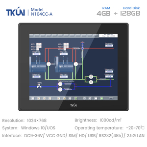 10.4インチVESA/デスクトップオールインワン容量性タッチスクリーン工業用コンピュータN104CC TKUN RS232/RS485/USB/LAN/GPIO使用SSDハード