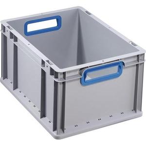 耐用灰色聚丙烯开口手柄可堆叠卷容器L400xW300xH320mm毫米钢制可折叠仓库储物 - Product Image 1
