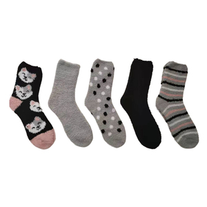 Sang Trọng Fluffy Lông Cừu Mờ Vớ Mùa Đông Trong Nhà Ngủ Giường Mờ Vớ Tùy Chỉnh San Hô Fleece Crew Sock Cho Phụ Nữ - Product Image 4