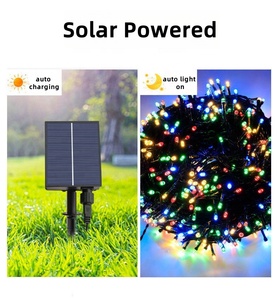 12m 100LED8モードリモコンUSB充電式ソーラーパネルパワード防水RGBクリスマスLEDストリングライトクリスマス用 - Product Image 3