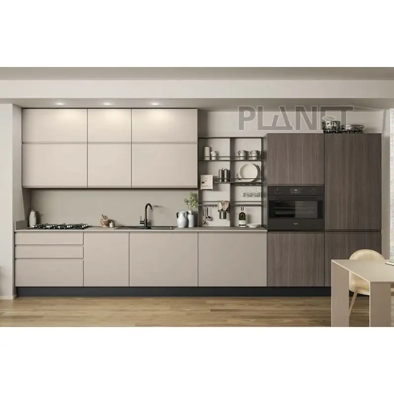 Kitchen cabinets PVC finish Customized Modern Design Kitchen Cabinets home furniture