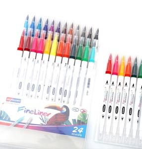 มาร์กเกอร์ศิลปะคู่24สีพร้อมแปรงขนนุ่มขนาดใหญ่และปากกาเขียนเส้นเล็กดีที่สุดสำหรับการทำเครื่องหมายสำหรับนักออกแบบศิลปิน - Product Image 2