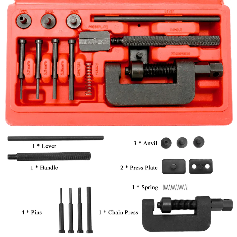 Motosiklet bisiklet zincir kesici Splitter evrensel Set bağlantı Riveter perçin aracı