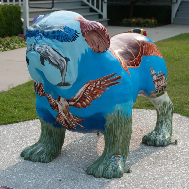 Açık dekorasyon sıcak satış hayvan yaşam boyutu reçine fransız Bulldog heykeli satılık