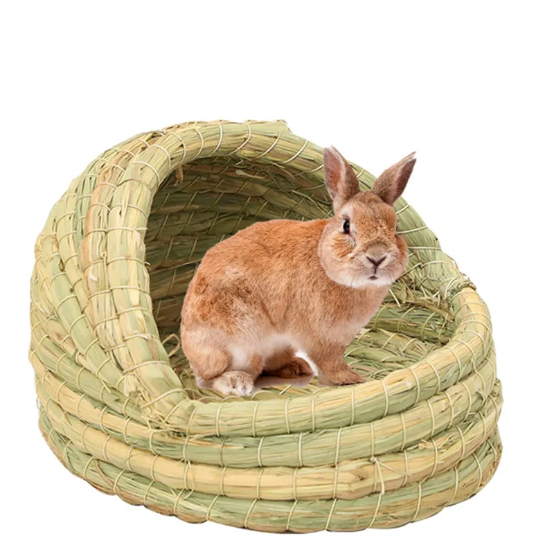 खरगोश ने घर के प्राकृतिक हस्तबुने वाले सेग्रास खेल बिस्तर, चिल्ला हैमस्टर गिनी सुअर के लिए छिड़ा खिलौना