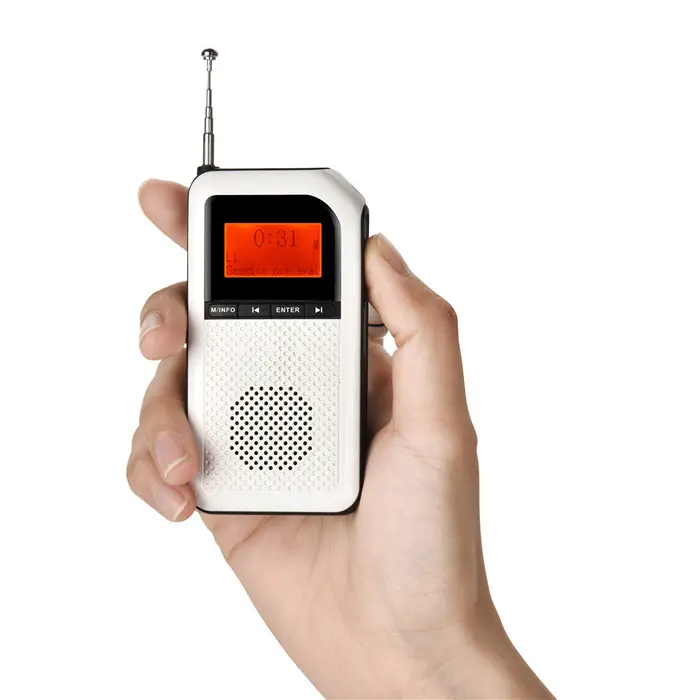 Mini DAB FM Stereo/AM Saku Radio dengan Kantong Pelindung & Klip Sabuk dengan Tampilan Digital