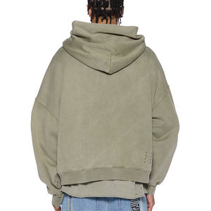 Herren Kapuze Black Hoodie mit weißen Nähten Detail Front tasche Hoodie Sweatshirt Hood Casual Loose Fit Sweatshirt - Product Image 2