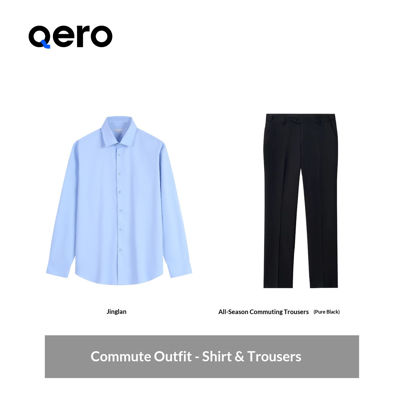 Chemise bleue + pantalon habillé noir