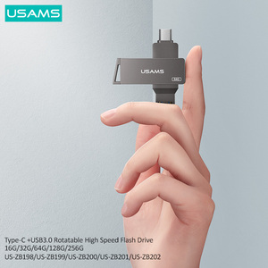 USAMSUSBフラッシュドライブ卸売新しい256/128/64GBギフトボックスType-cUSB3.0電話/コンピューター用の回転可能な高速フラッシュ1年
