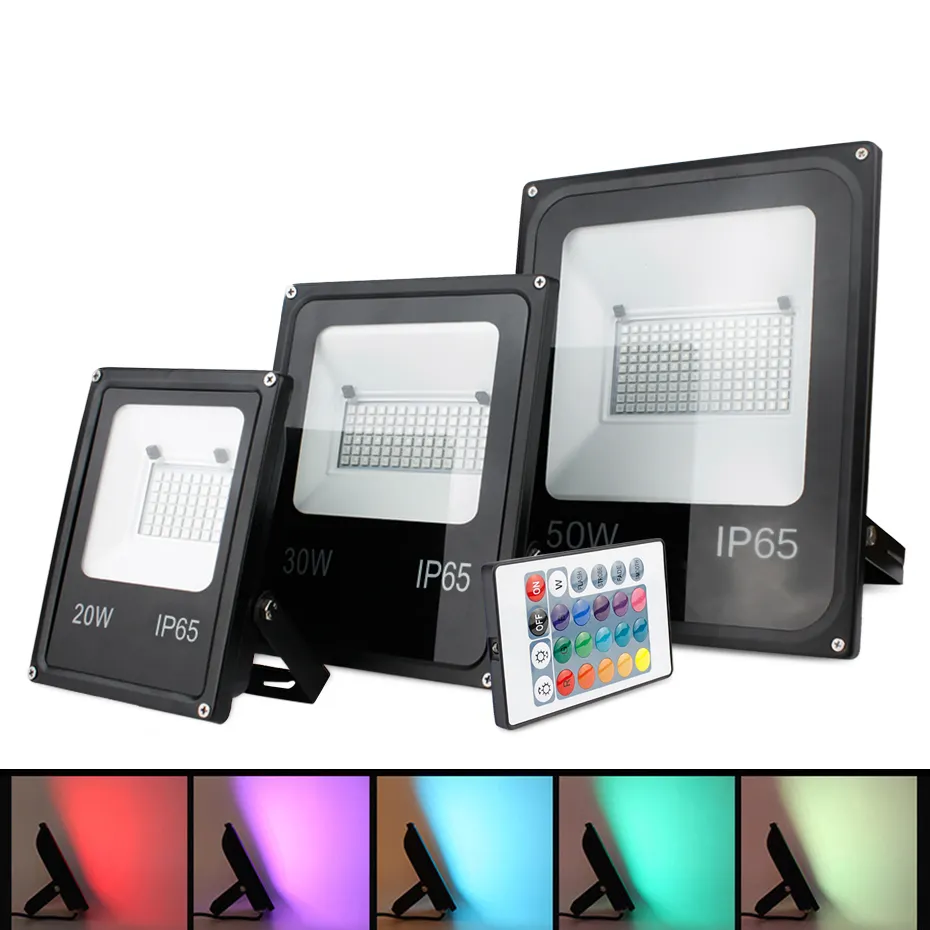 Llevó el proyector al aire libre de luz de inundación RGB que cambia de Color Led Reflector 20W 30W 50W impermeable al aire libre del Reflector de jardín de 220V