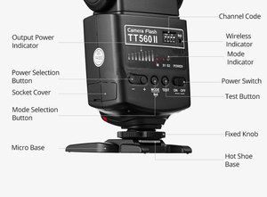 デジタル一眼レフカメラフラッシュ用の433MHzワイヤレス信号を内蔵したTT560IITT520IIカメラフラッシュ