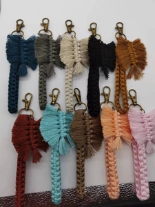 定制颜色和尺寸100% 手工棉绳马克拉夫钥匙扣，带叶子饰品 - Product Image 5