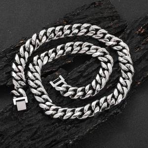 パーソナライズされたヒップホップステンレススチールネックレスチタンスチール12 mmキューバチェーンメンズネックレス - Product Image 5