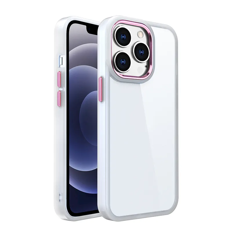 ฝาครอบด้านหลังใสซิลิโคนนิ่มสีด้าน,เคสโทรศัพท์มือถือกันกระแทก PC ใสตัวป้องกันเลนส์โลหะสำหรับ iPhone 14 Pro Max