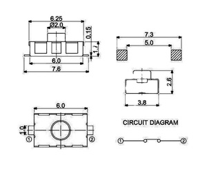 2ピン4x6閉回路smdsmtタクトスイッチ - Product Image 3