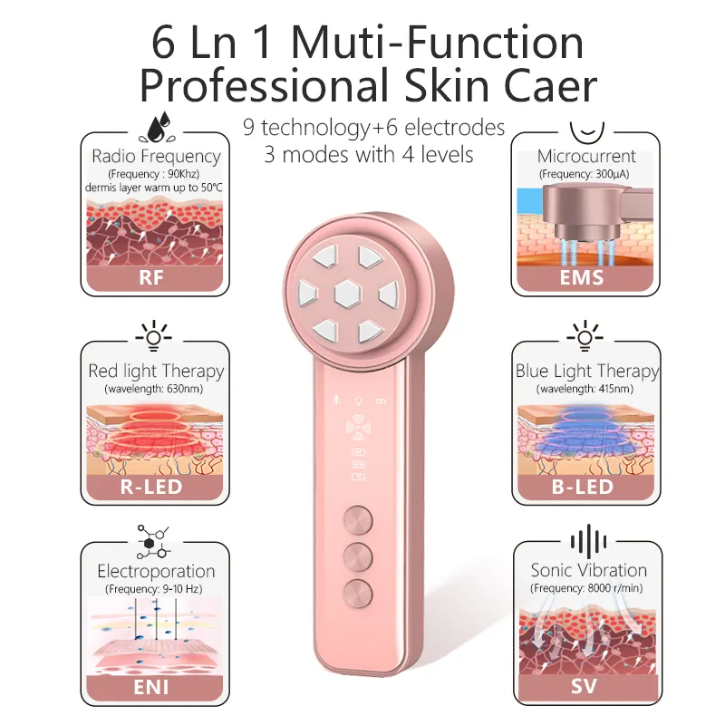 新しい韓国のスマートな多機能V字型フェイスリフティングLEDブルーレッド家庭用美容機器