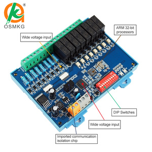 Oshangming 8 Entrada 8 Placa de salida de relé 12V/24V 5A Módulo de relé RS485 Modbus Rtu PLC Placa de expansión IO para luz - Product Image 5