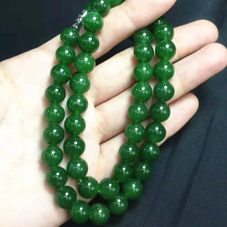 Colar de pedra de jade heciana, alta qualidade, preço, 10mm, natural, verde, jasperite, frisado