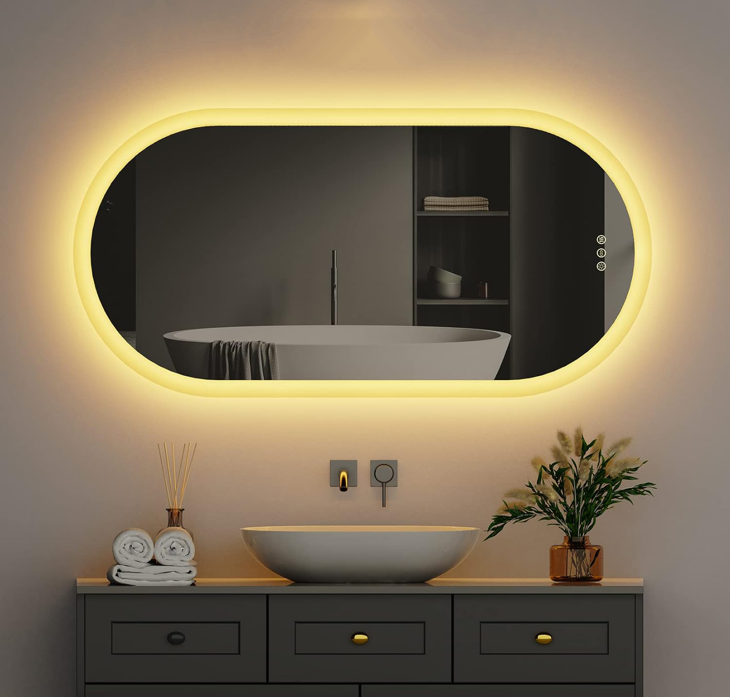 Miroir de salle de bain LED personnalisé
