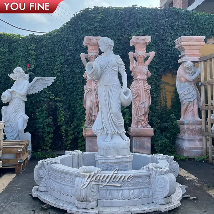 Prodotti all'aperto del giardino di pietra della fontana della statua della signora della fontana di marmo naturale da vendere
