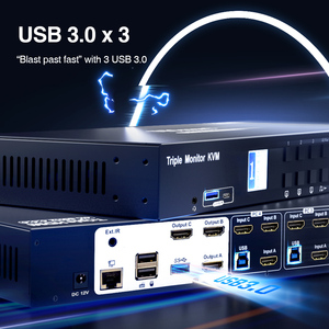 TESmart新4进3出三显示器kvm控制台切换器混音器视频支持3屏幕扩展显示hdmi kvm切换器 - Product Image 5