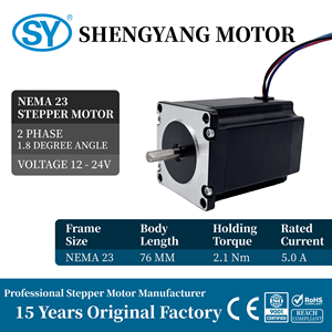 عزم دوران عالي <span class=keywords><strong>NEMA</strong></span> <span class=keywords><strong>23</strong></span> 57X57X76MM 2.1Nm 5A 4 سلك 57BYGH76 12V 24V Bipolar لأتمتة التصنيع باستخدام الحاسب الآلي - Product Image 3