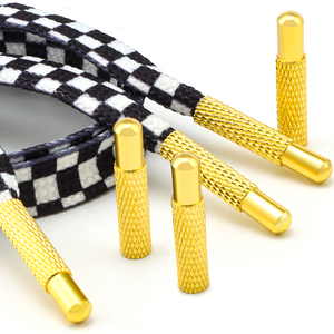 Custom Black and White Checkered <strong>Pattern</strong> Flat Hoodie <strong>String</strong> With Metal Tip Ends Shoelaces With Tip
