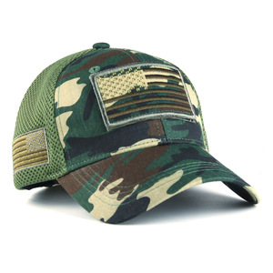 Topi bordir Trucker topi bisbol, topi olahraga bendera Amerika Kamo, topi bisbol jaring bendera Amerika Serikat