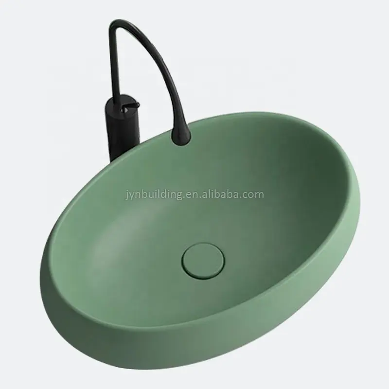 Morandi bak cuci keramik ountertop, wastafel kamar mandi kamar mandi hijau oval meja