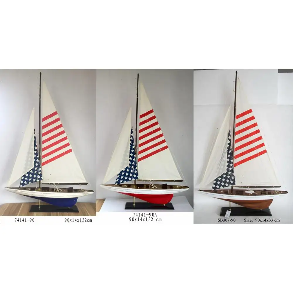 Modèle de bateau «The Star Spangled bannière» 3 ensembles (90x14x132cm) modèle de bateau en bois drapeau américain