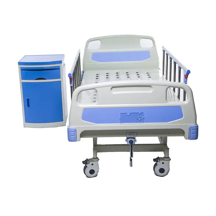 Cama de hospital manual de preço barato, equipamento de hospital médico ajustável, cama paciente, uma manivela, cama de hospital 1 função