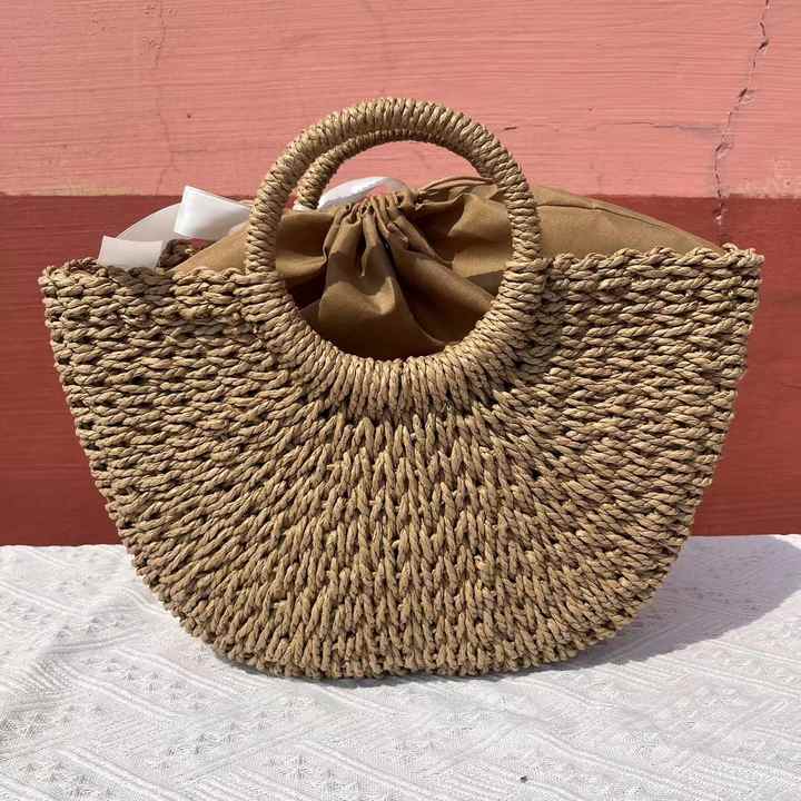 Mariée paille sac de plage strass perle lettres MRS K fait à la main paille tissé sac à main avec broderie personnalisée