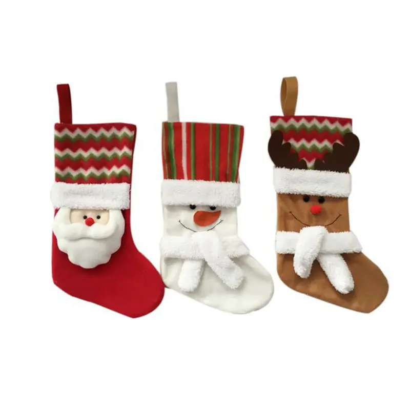 En gros la main en tissu de noël ornement De Noël Toile De Jute Santa chaussette boot cadeau décoration de noël bas